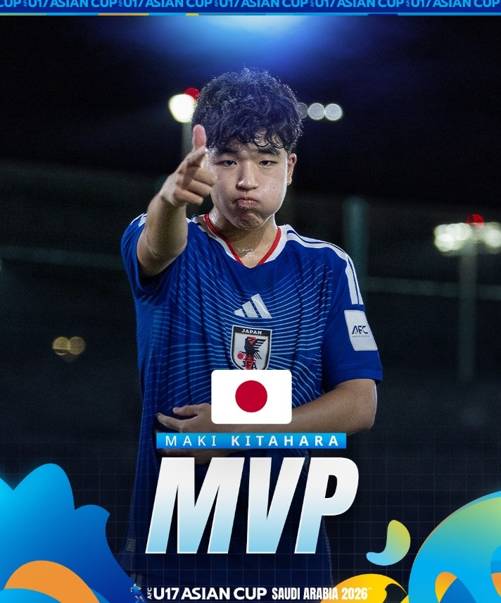 北原槙包揽U17亚洲杯金靴+MVP,两战中国均破门 北原槙包揽U17亚洲杯金靴+MVP,两战中国均破门