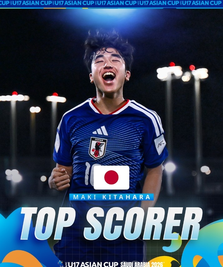 北原槙包揽U17亚洲杯金靴+MVP,两战中国均破门 北原槙包揽U17亚洲杯金靴+MVP,两战中国均破门